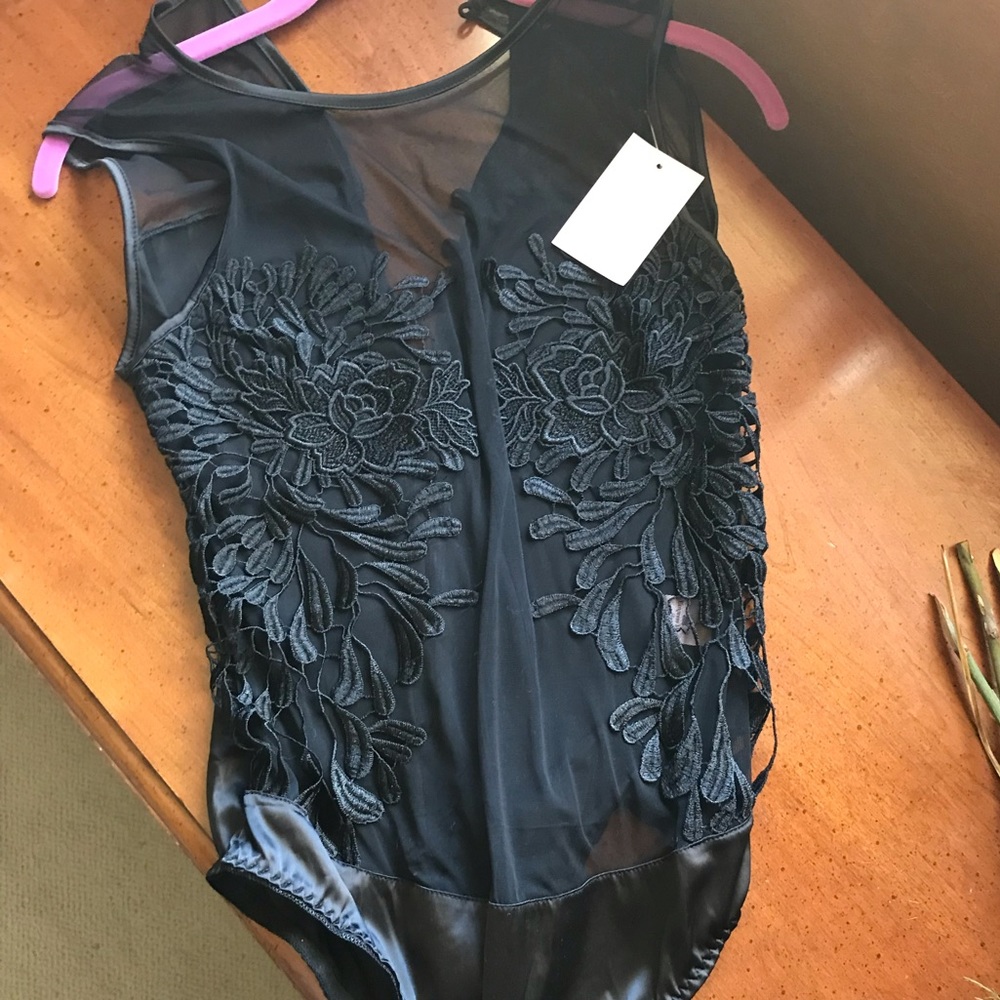 FELINE FATALE SHEER BODYSUIT WITH EMBROIDERY